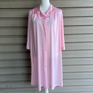 •Vanity Fair• Vintage Button Front Nylon Robe - Size Medium
